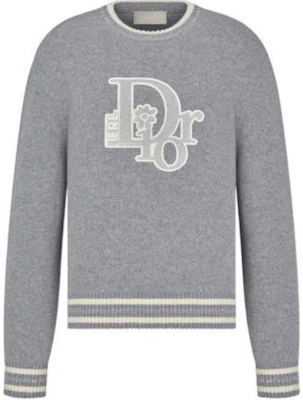 DIOR by ERL SS23 Grey Knit Pullover Crewneck Sweater with Logo Print 313M660AT516-C880 Buy DIOR by ERL SS23 Grey Knit Pullover Crewneck Sweater with Logo Print 313M660AT516-C880