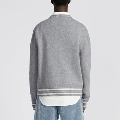 DIOR by ERL SS23 Grey Knit Pullover Crewneck Sweater with Logo Print 313M660AT516-C880 Purchase DIOR by ERL SS23 Grey Knit Pullover Crewneck Sweater with Logo Print 313M660AT516-C880