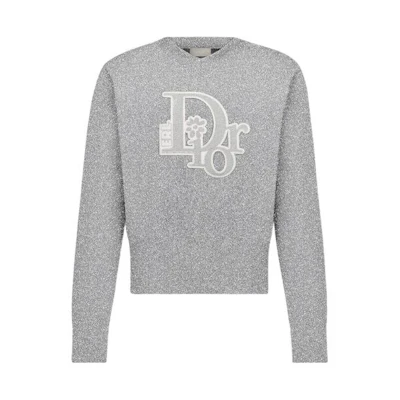 DIOR by ERL SS23 Metallic Letter Patch Knit Sweater Grey . 313M656AT523-C080