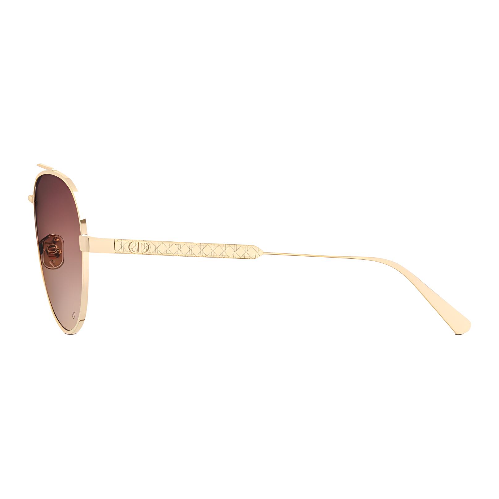 Shop DIOR Gafas de Sol Aviador Metálicas Unisex Doradas Logo Cannage DiorCannage A1U-B0F2