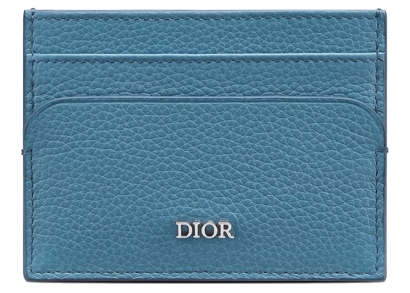 Buy Dompet Kartu Dior (4 Slot) Kulit Anak Sapi Sapi Biji-Bijian Biru Tua