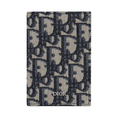 Dior Card Holder Bi-Fold Oblique Jacquard Beige/Black