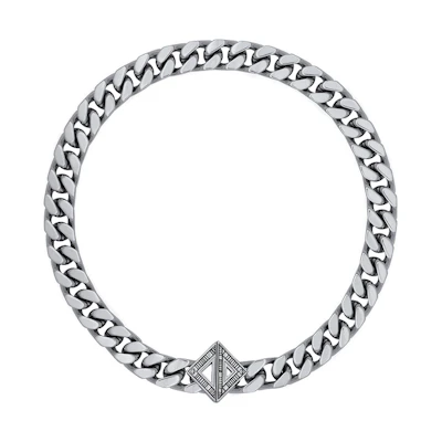 DIOR CD Diamond Chain Link Necklace Silver for Men. N1637HOMMT-D200