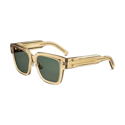 DIOR CD Diamond S3F Square Acetate Metal Sunglasses Transparent Yellow CDDMS3FXR-78C0