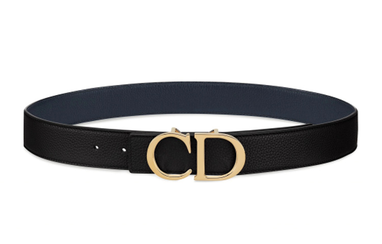 DIOR CD Gold Buckle Double-Sided Grain Leather Belt Black 3.5cm 4353ORTAM-H16Q