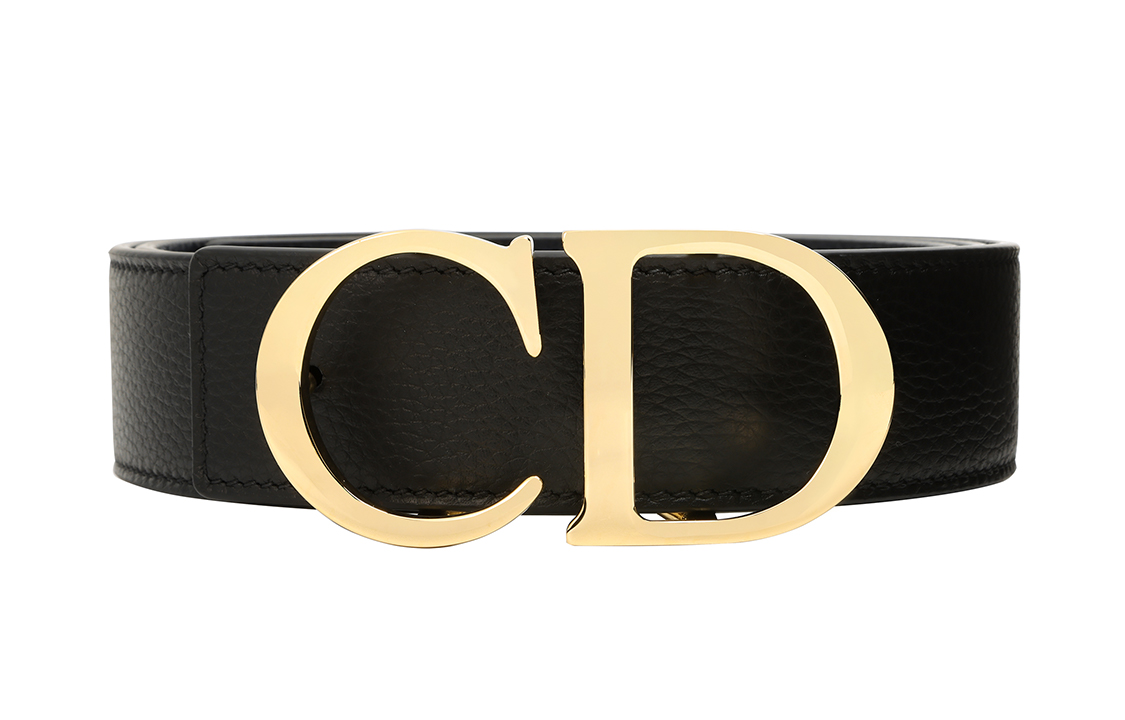 Lookbook Cinturón de Cuero Dior CD Hebilla Dorada Reversible Negro 3.5cm 4353ORTAM-H16Q