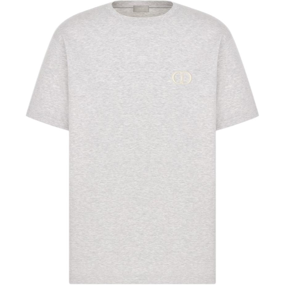 Order ディオール CD アイコン 刺繍 コットン クルーネック ルーズフィット Tシャツ グレー SS24 943J605A0554-C881