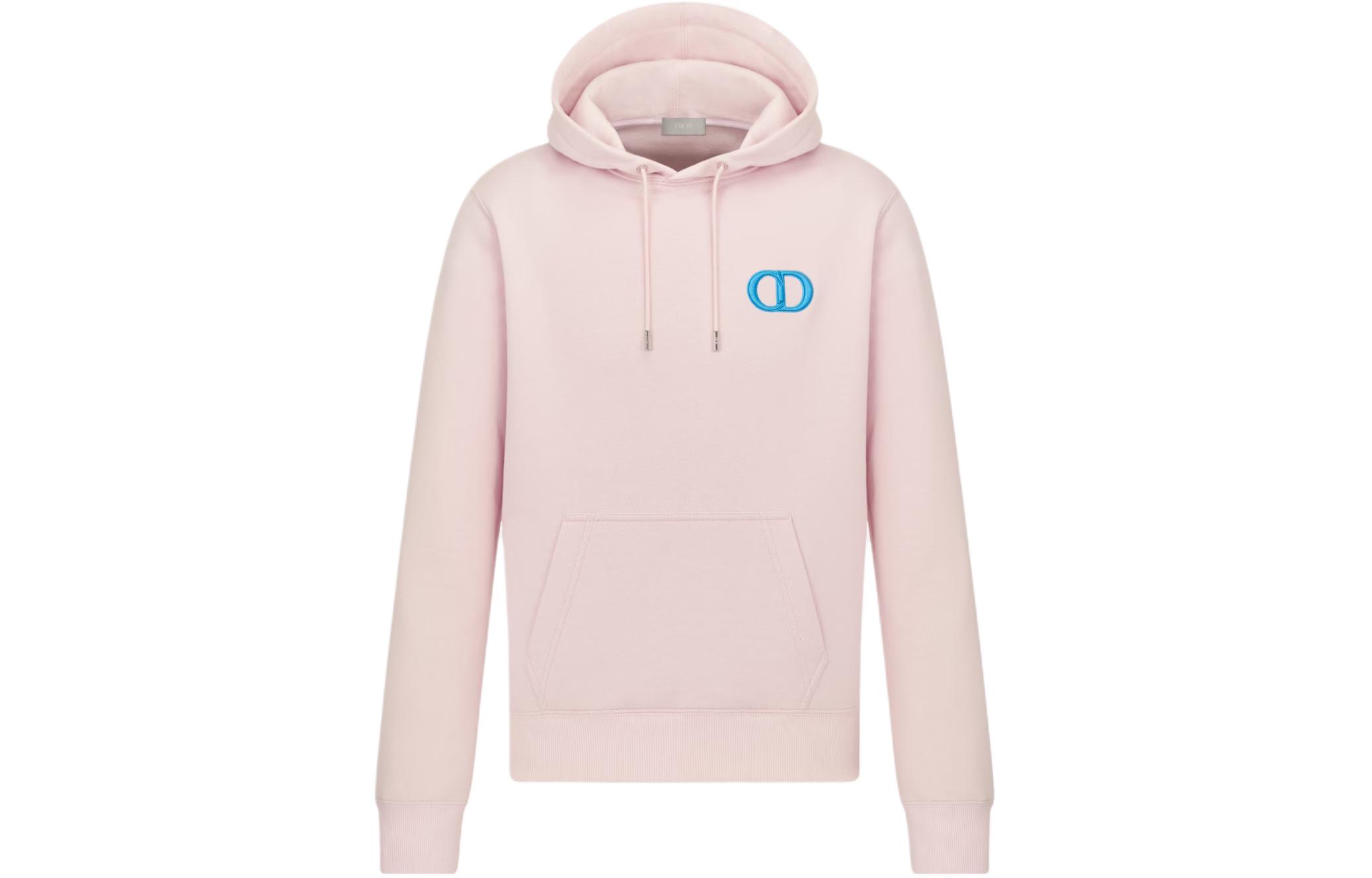 DIOR CD Icon Pink Hooded Sweatshirt Pullover Long Sleeve Logo Hoodie 113J698B0531-C485