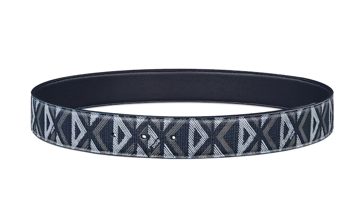 DIOR CD Monogram Smooth Buckle Leather  Belt Blue 4CM Wide 4804ZZCDP-H36B