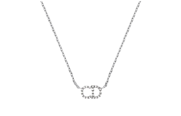 DIOR CD Series Silver Crystal Logo Necklace Unisex Couples Edition N0717CDLCY-D102 圖 3