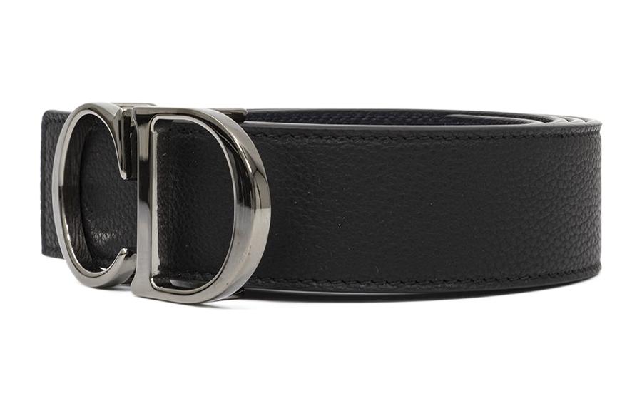 Shop DIOR CD Tali Pinggang Kulit Hitam Lelaki Gesper Perak. 4353RUTAMH16Q