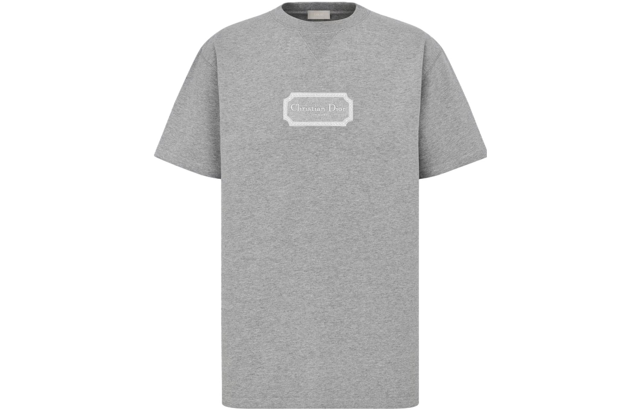 DIOR Christian Couture Relaxed-Fit Grey T-Shirt  Casual Short Sleeve Tee. 343J696C0554-C880