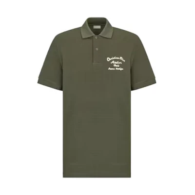 DIOR Christian Dior Atelier Embroidered Polo Shirt Green Short Sleeve. 293J832A0448-C680