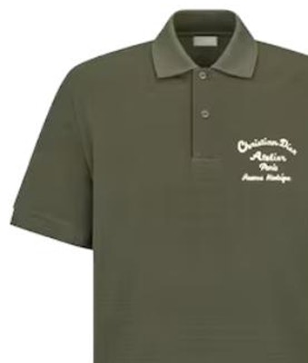 DIOR Christian Dior Atelier Embroidered Polo Shirt Green Short Sleeve. 293J832A0448-C680 Details for DIOR Christian Dior Atelier Embroidered Polo Shirt Green Short Sleeve. 293J832A0448-C680