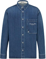 DIOR Christian Dior Blue Embroidered Logo Button-Up Long-Sleeve Shirt for Men. 443D587AY556-C580 DIOR Christian Dior Blue Embroidered Logo Button-Up Long-Sleeve Shirt for Men. 443D587AY556-C580
