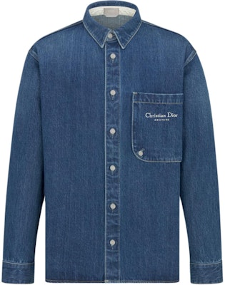 DIOR 克里斯汀迪奧 男裝藍色刺繡Logo長袖襯衫Button-Up。 443D587AY556-C580 Order DIOR 克里斯汀迪奧 男裝藍色刺繡Logo長袖襯衫Button-Up。 443D587AY556-C580