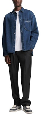 DIOR 克里斯汀迪奧 男裝藍色刺繡Logo長袖襯衫Button-Up。 443D587AY556-C580 Purchase DIOR 克里斯汀迪奧 男裝藍色刺繡Logo長袖襯衫Button-Up。 443D587AY556-C580