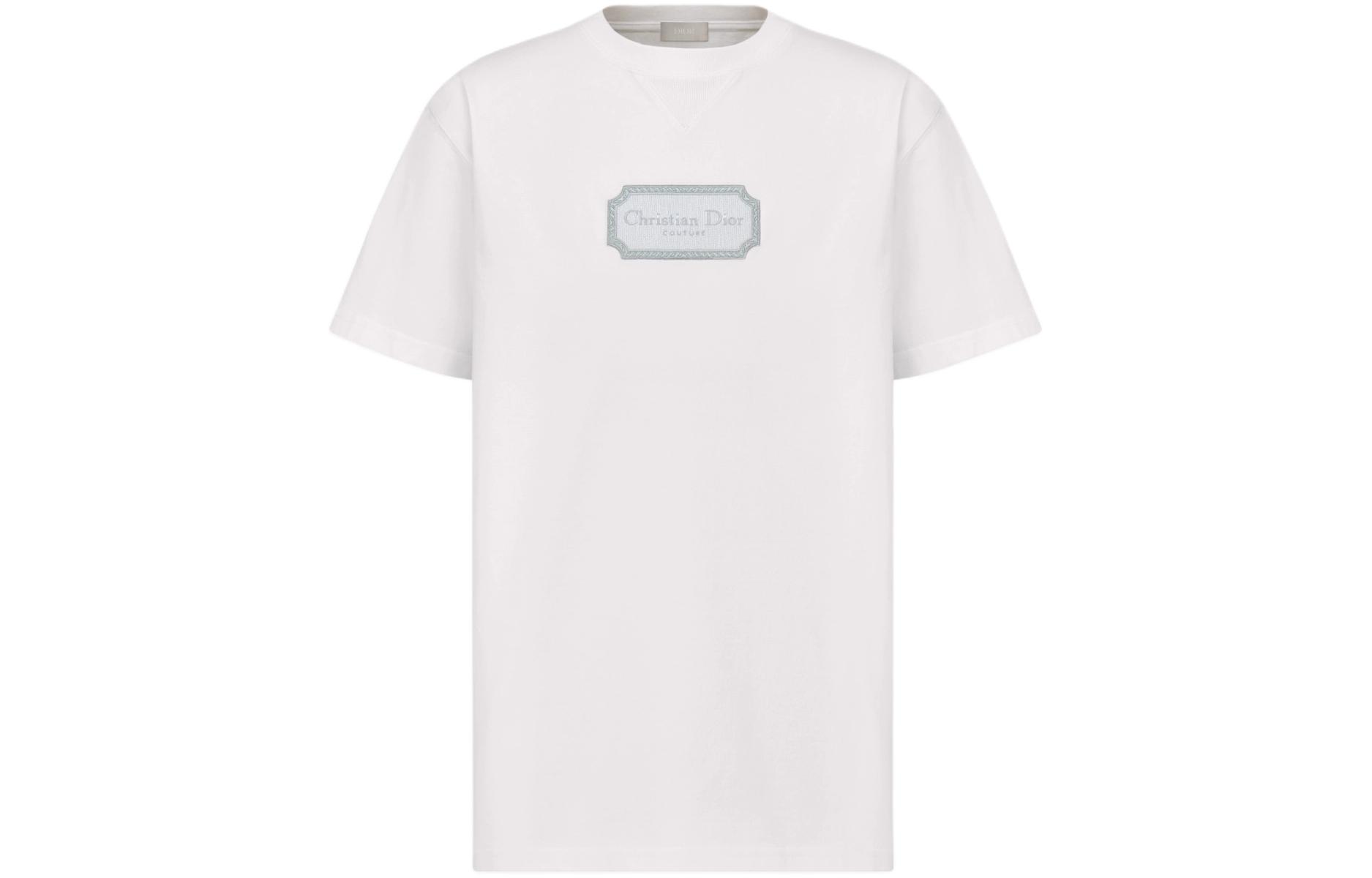 Order DIOR Christian Dior Couture Logo Cotton Crewneck Short Sleeve T-Shirt White Mens. 343J696C0554-C088