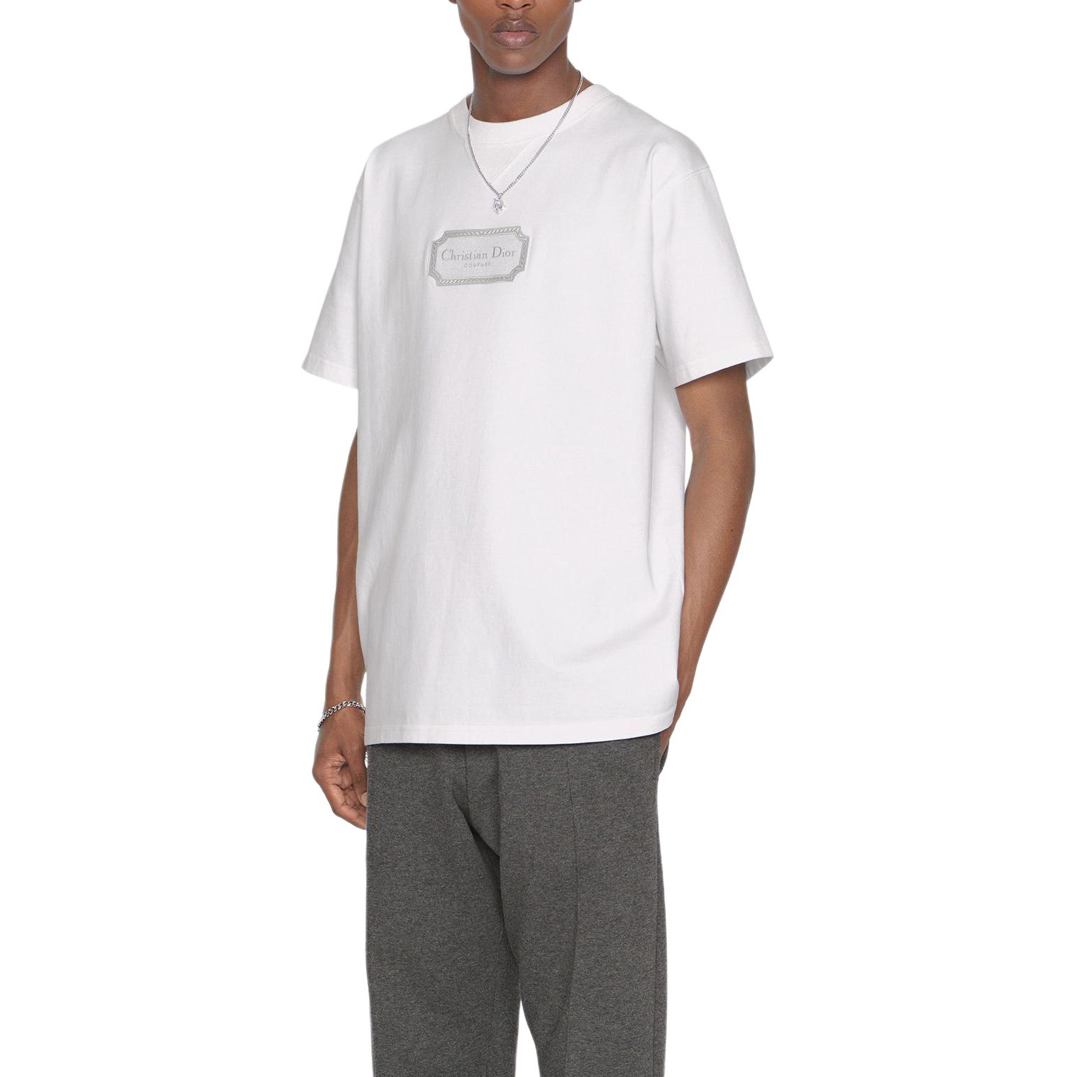 Sizing DIOR Christian Dior Couture Logo Cotton Crewneck Short Sleeve T-Shirt White Mens. 343J696C0554-C088