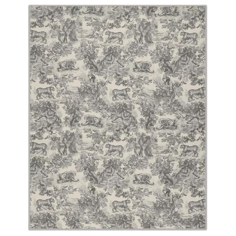 Order DIOR Classic Pattern Fringe Goat Wool  Shawl - Ivory Color. 34JOU300I002_C810