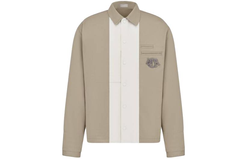 Dior Coach Jacket Beige Colorblock Single-Breasted Logo Long Sleeve 483D485AY545-C180