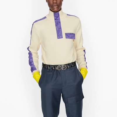 DIOR Sweater Kolar Tinggi Blok Warna 113M623AT192-C084 Details for DIOR Sweater Kolar Tinggi Blok Warna 113M623AT192-C084