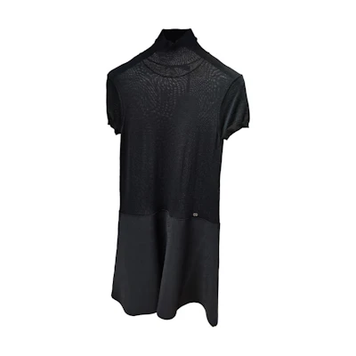 DIOR Colorblock Mid-Length Half-Turtleneck Dress Women Black Short Sleeve. 6H24611AM59-1901