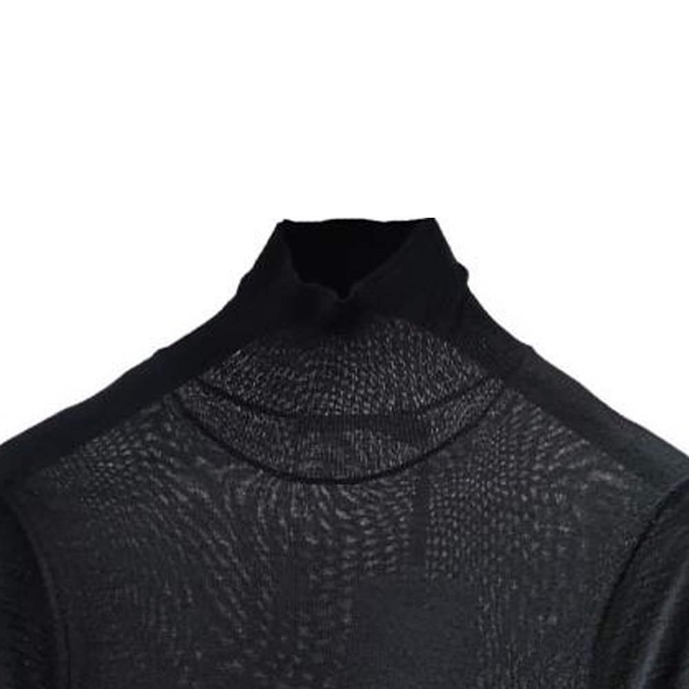 Shop DIOR 拼色中長款半高領連身裙 女款 黑色短袖 6H24611AM59-1901