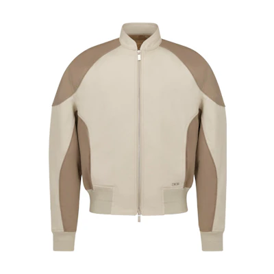 DIOR Colorblock Zip-Up Jacket with Logo Patch - Gray 393C430A5833C881