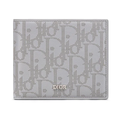 Dior Compact Wallet Oblique Jacquard Gray