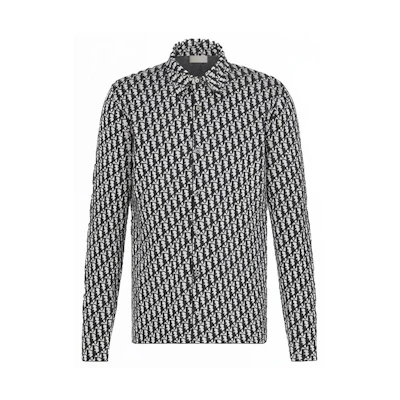 Dior Cotton Logo Print Long Sleeve Shirt Mens Beige Navy Blue 023M550AT099-C185