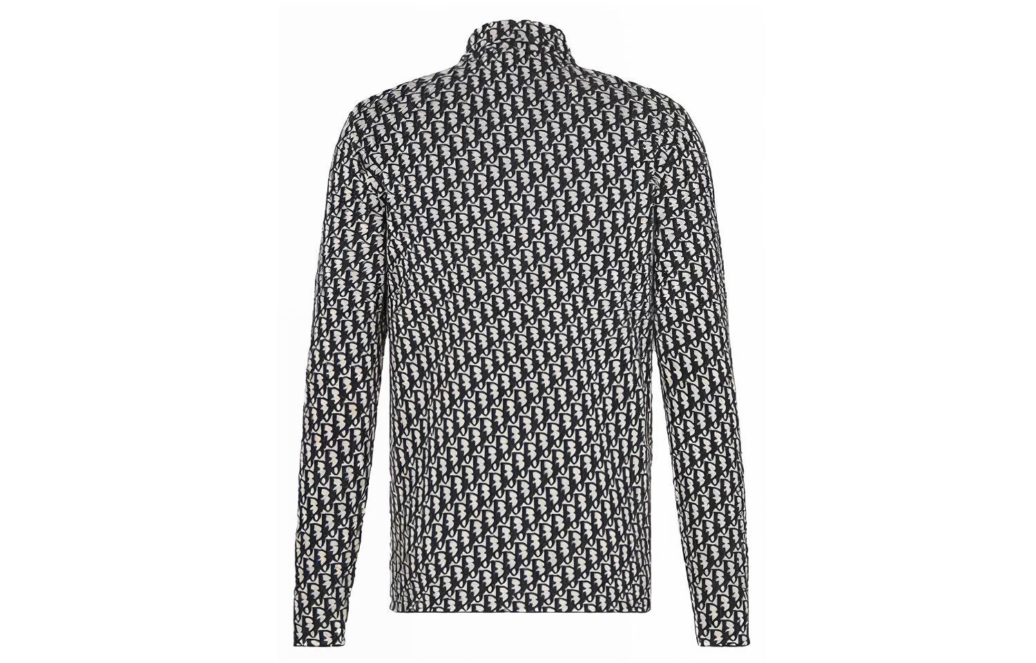 Lookbook Dior Kemeja Lengan Panjang Logo Kapas Lelaki Beige Navy Blue 023M550AT099-C185