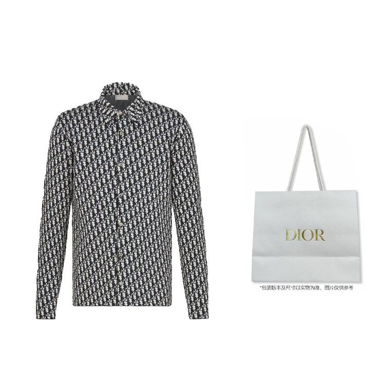 Purchase Dior Kemeja Lengan Panjang Logo Kapas Lelaki Beige Navy Blue 023M550AT099-C185