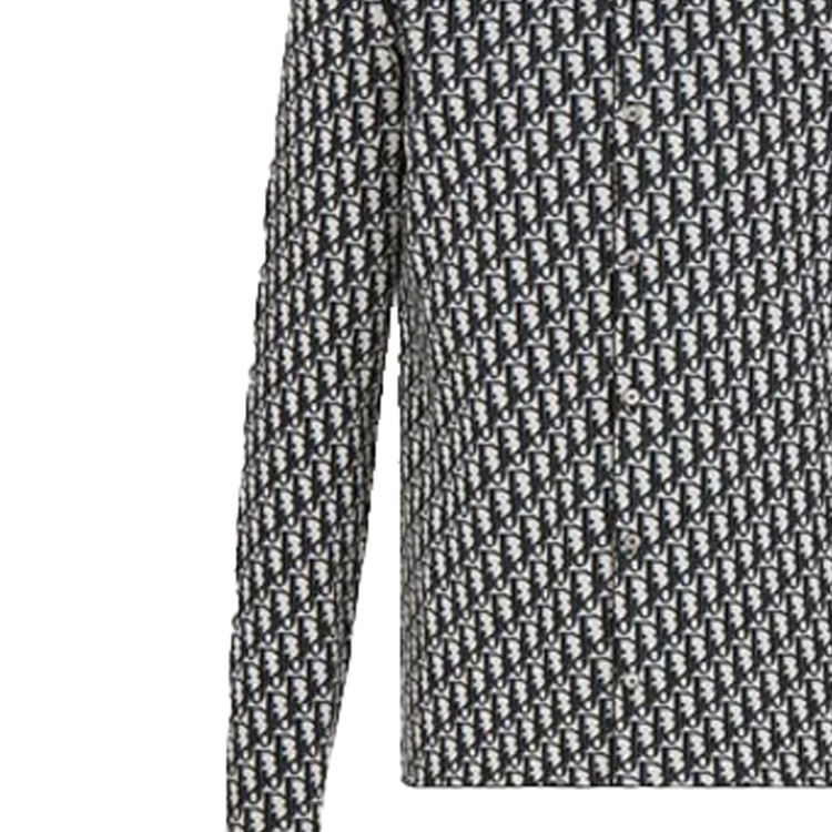 Cheap Dior Kemeja Lengan Panjang Logo Kapas Lelaki Beige Navy Blue 023M550AT099-C185