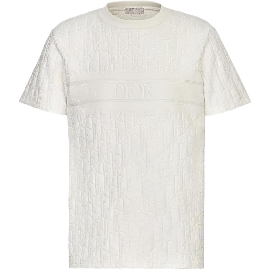 DIOR Cotton Terry Print Short Sleeve T-Shirt Off-White 943J605E0602-C020