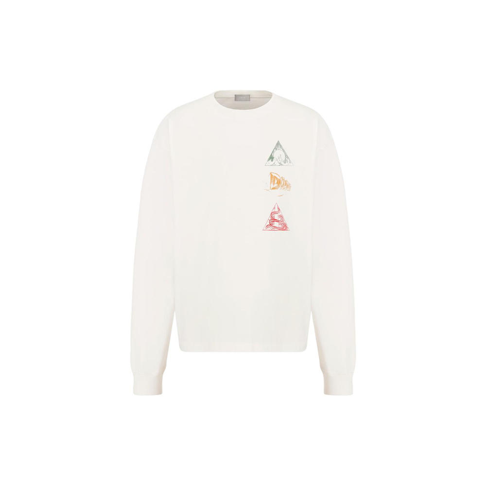 Dior Crewneck Letter Print Slim Fit Long Sleeve Sweatshirt Beige 393J694A0531-089W