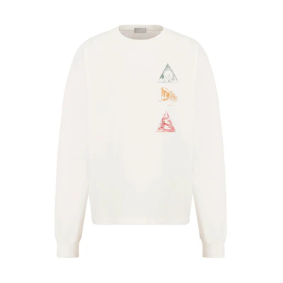 Dior Crewneck Letter Print Slim Fit Long Sleeve Sweatshirt Beige 393J694A0531-089W