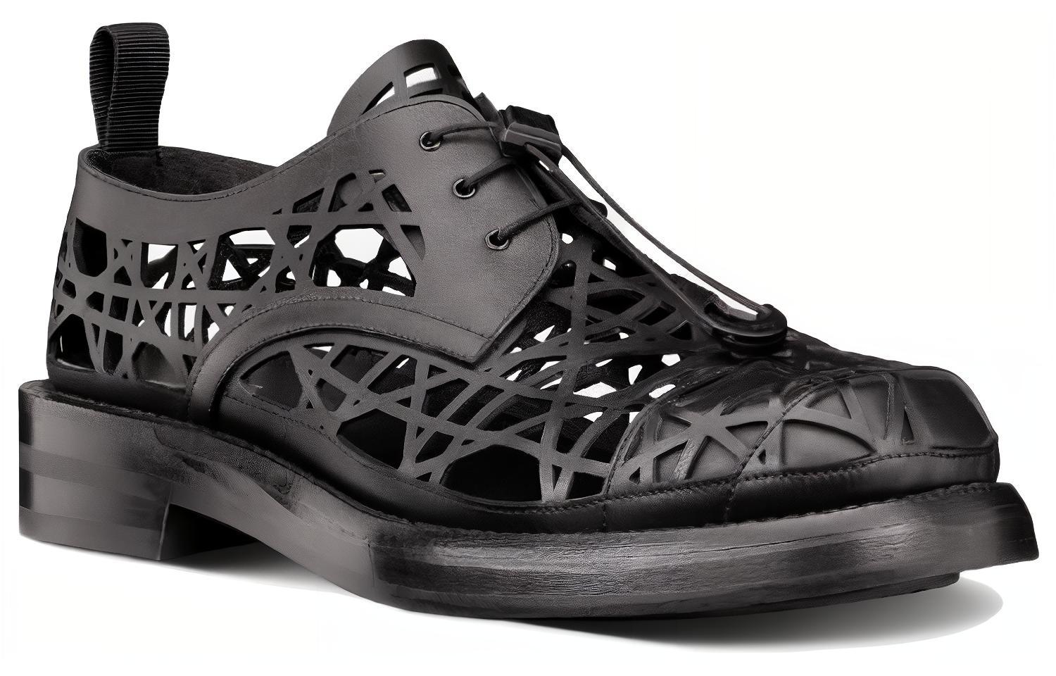 Order DIOR 迪奧 Carlo 牛皮革 曲紋藤格紋 德比鞋 男款 黑色