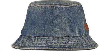 DIOR Embossed Leather Tag Bucket Hat Blue . 293C906R340X_C581 DIOR Embossed Leather Tag Bucket Hat Blue . 293C906R340X_C581