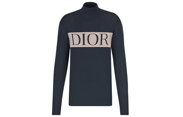 DIOR Embroidered-Tech Cashmere Sweater in Navy Blue 943M667AT051-584