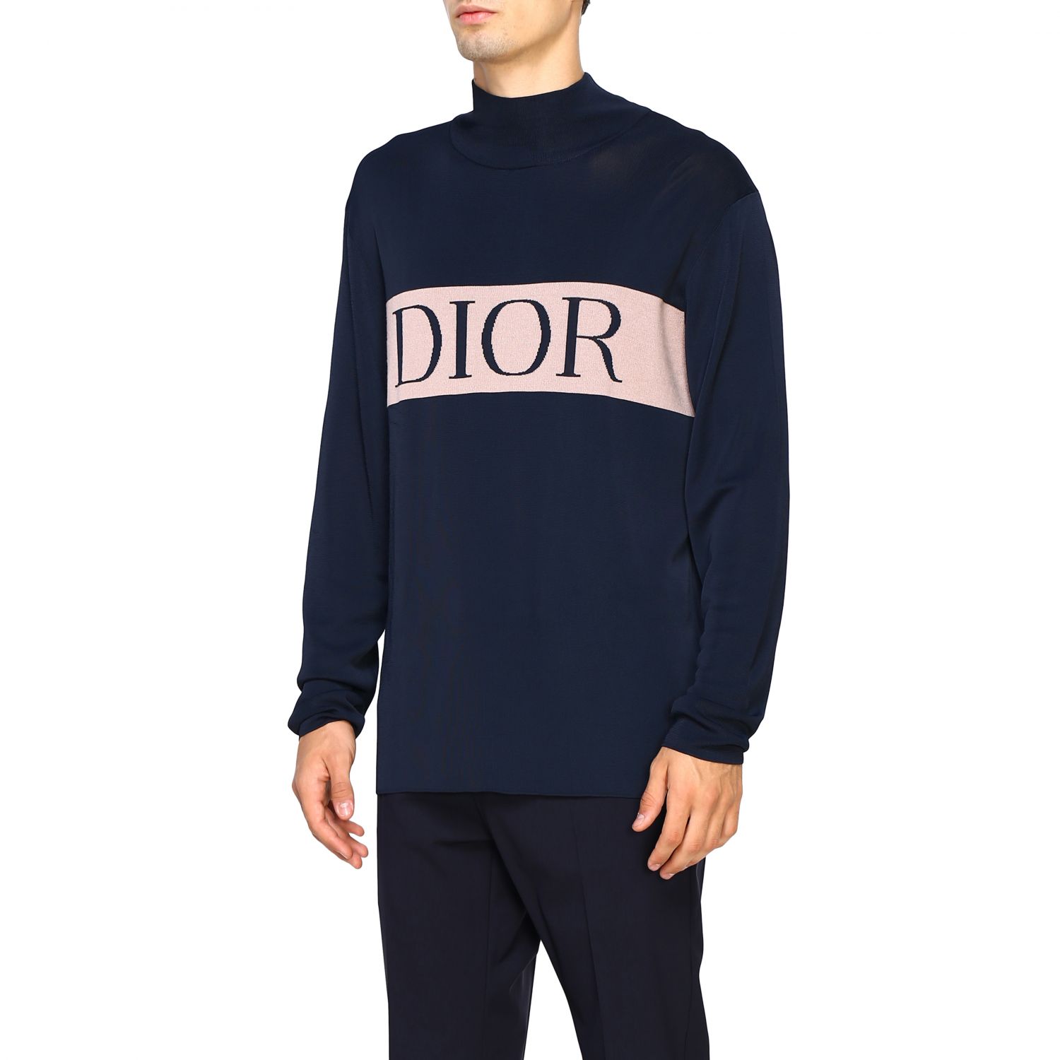 Purchase DIOR Sweater Cashmere Bordir Navy Blue. 943M667AT051-584