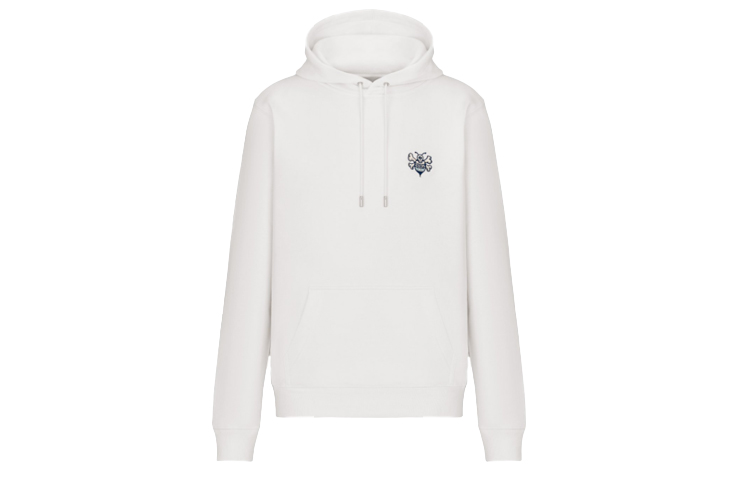 Dior Embroidered Bee Hoodie White Mens 033J605G0531-C085