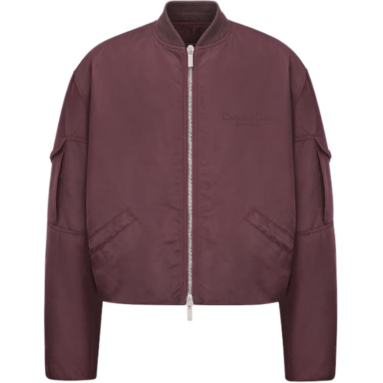 DIOR Embroidered Floral Bomber Jacket Maroon 443C420A6279-C383
