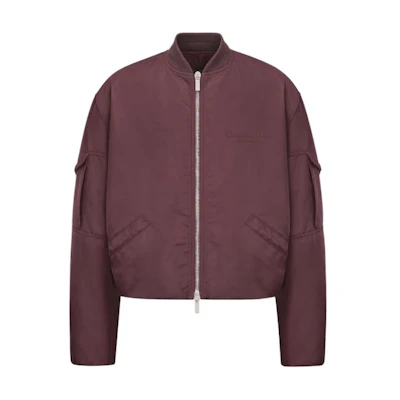 DIOR Embroidered Floral Bomber Jacket Maroon 443C420A6279-C383