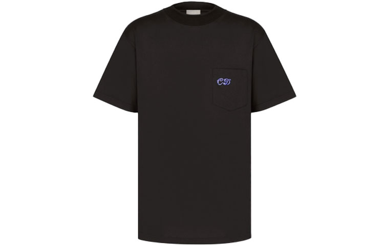 DIOR Embroidered Logo Short Sleeve T-Shirt Black Seasonal New Arrival. 193J635A0677-C985