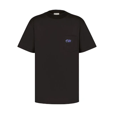 DIOR Embroidered Logo Short Sleeve T-Shirt Black Seasonal New Arrival. 193J635A0677-C985