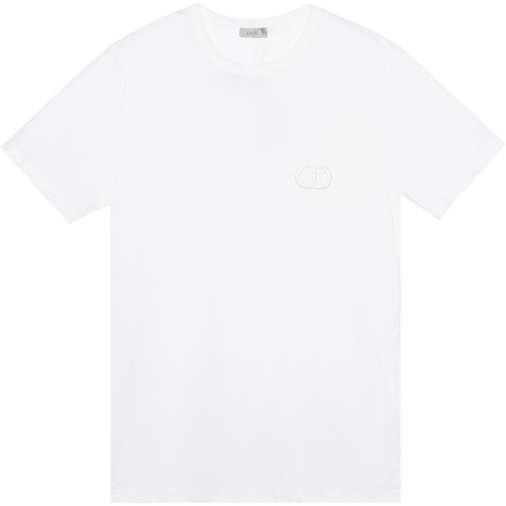 DIOR Embroidered Logo Short Sleeve T-Shirt White  Tee. 013J600A0677-C080