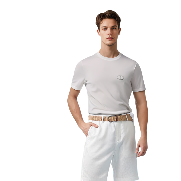 Details for DIOR Tshirt Logo Sulaman Lengan Pendek Putih. 013J600A0677-C080