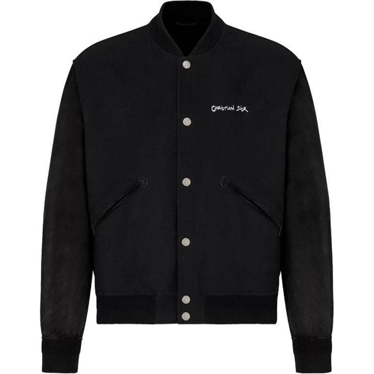 DIOR Embroidered Varsity Jacket Black Long Sleeve 443L430A610-5C980