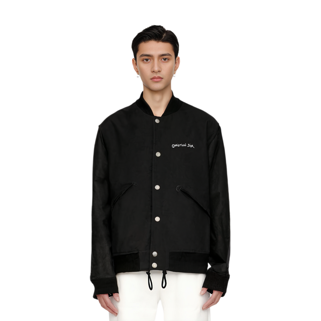 Lookbook DIOR Jaket Varsity Sulaman Hitam Lengan Panjang 443L430A610-5C980